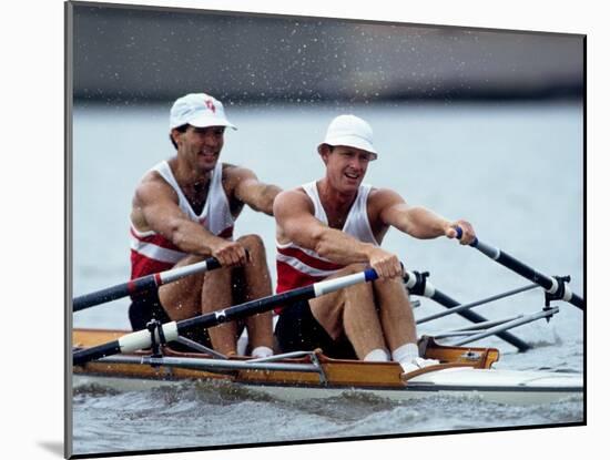 Men's Pairs Rowing Team in Action, Vancouver Lake, Washington, USA-null-Mounted Photographic Print