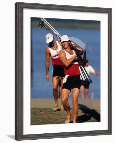 Men's Pairs Rowing Team, Vancouver Lake, Washington, USA-null-Framed Photographic Print