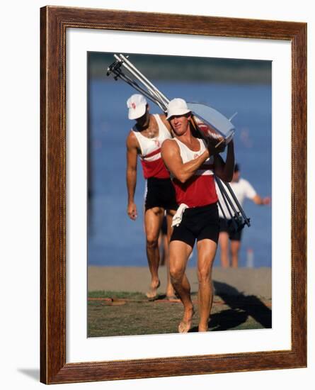 Men's Pairs Rowing Team, Vancouver Lake, Washington, USA-null-Framed Photographic Print