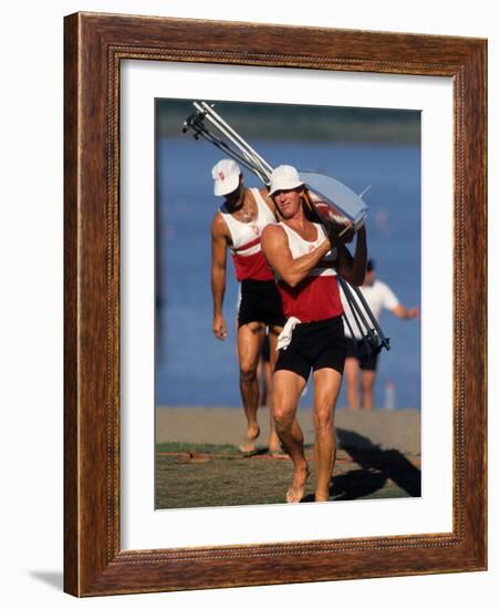 Men's Pairs Rowing Team, Vancouver Lake, Washington, USA-null-Framed Photographic Print