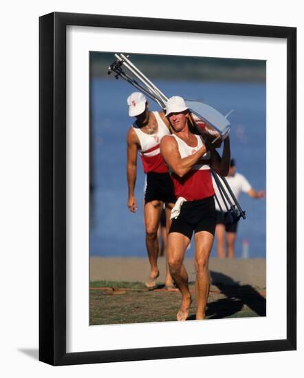 Men's Pairs Rowing Team, Vancouver Lake, Washington, USA-null-Framed Photographic Print