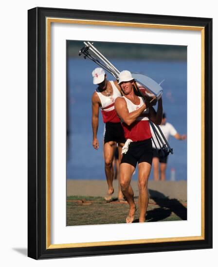 Men's Pairs Rowing Team, Vancouver Lake, Washington, USA-null-Framed Photographic Print