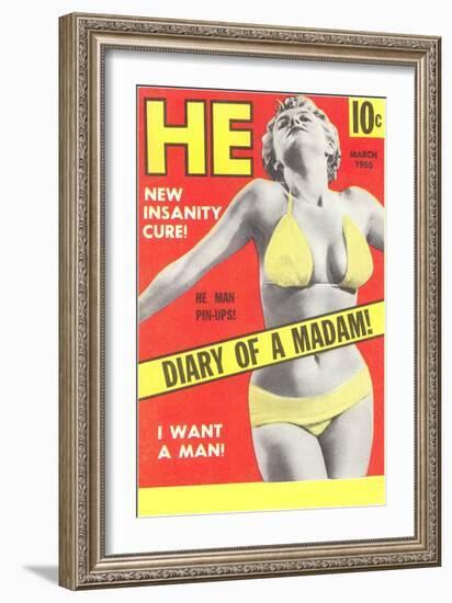 Men's Pulp Magazine Cover-null-Framed Art Print