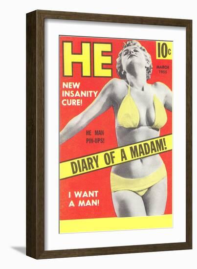 Men's Pulp Magazine Cover--Framed Art Print