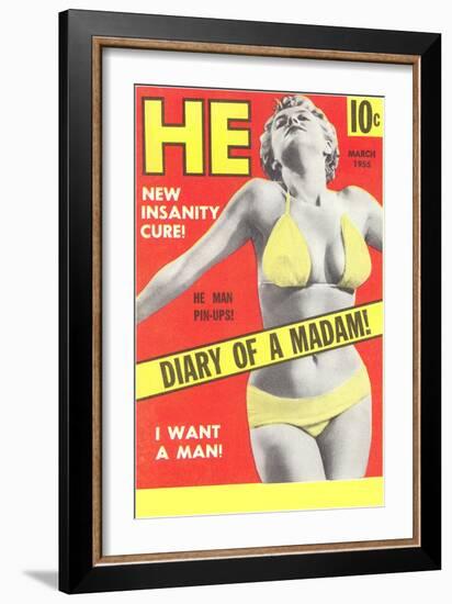 Men's Pulp Magazine Cover--Framed Art Print