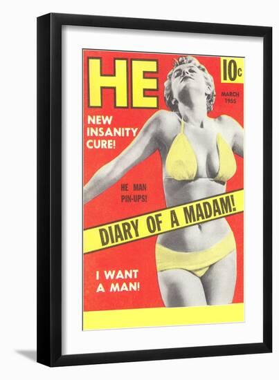 Men's Pulp Magazine Cover--Framed Art Print