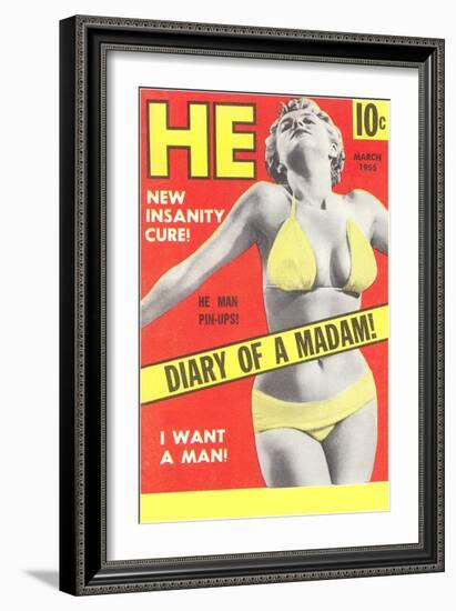 Men's Pulp Magazine Cover-null-Framed Art Print