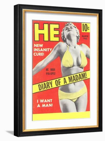 Men's Pulp Magazine Cover-null-Framed Art Print