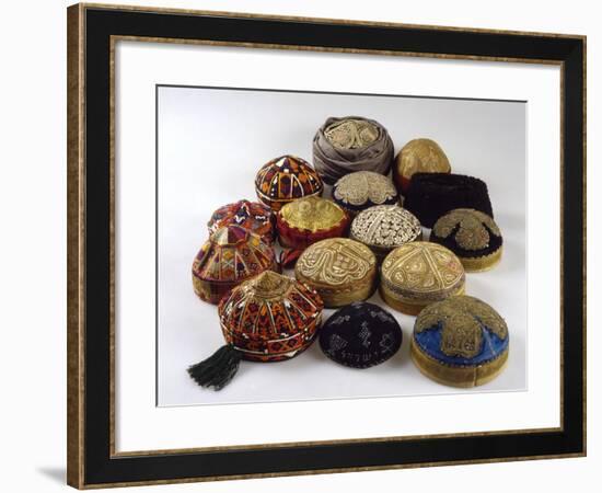 Men's Skullcaps, from Herat, Mazae-E Sharif and Kabul, from Early Twentieth Century to 1970-null-Framed Giclee Print