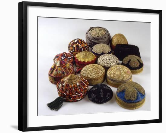 Men's Skullcaps, from Herat, Mazae-E Sharif and Kabul, from Early Twentieth Century to 1970-null-Framed Giclee Print