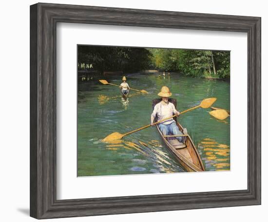 Men Sculling, 1877-Gustave Caillebotte-Framed Giclee Print