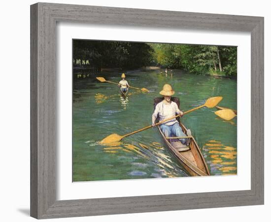 Men Sculling, 1877-Gustave Caillebotte-Framed Giclee Print