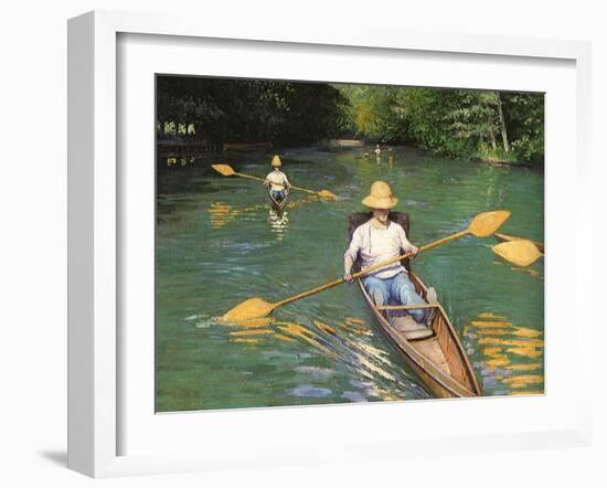 Men Sculling, 1877-Gustave Caillebotte-Framed Giclee Print