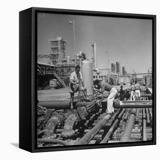 Men Shutting Off Output Valves-Dmitri Kessel-Framed Premier Image Canvas