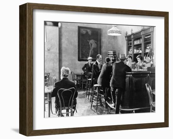 Men Sitting around a Counter in a Bar-null-Framed Photo