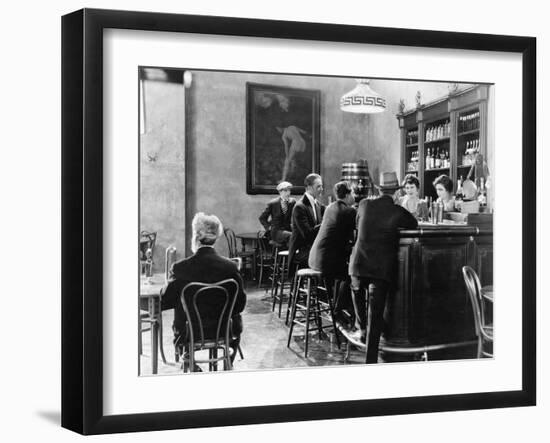 Men Sitting around a Counter in a Bar-null-Framed Photo