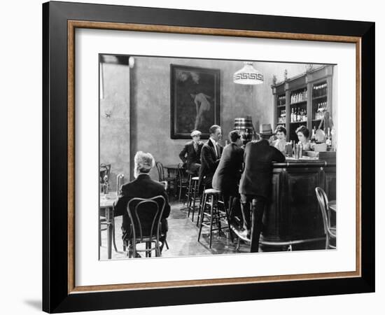 Men Sitting around a Counter in a Bar-null-Framed Photo