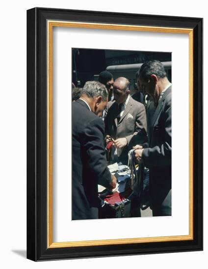 Men Sort Through Neckties in a Vendor's Trunk in the Garment District, New York, New York, 1960-Walter Sanders-Framed Photographic Print