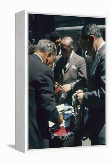 Men Sort Through Neckties in a Vendor's Trunk in the Garment District, New York, New York, 1960-Walter Sanders-Framed Premier Image Canvas