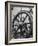 Men Standing at Attention on the Quarter Deck of a Sailing Ship as Viewed Through the Ship's Wheel-null-Framed Photographic Print