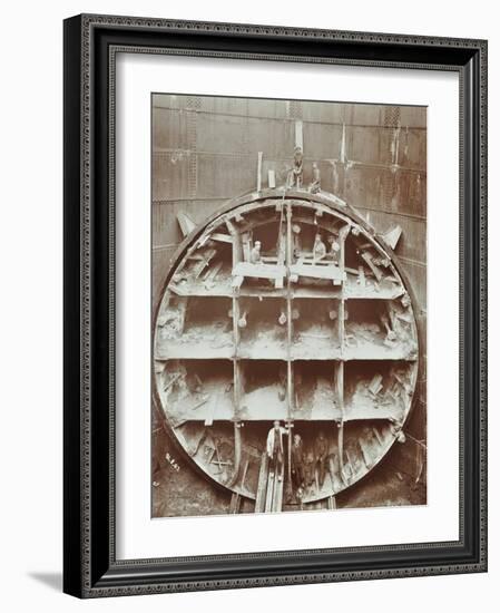 Men Standing in the Cutting Shield, Rotherhithe Tunnel, Stepney, London, August 1907-null-Framed Photographic Print