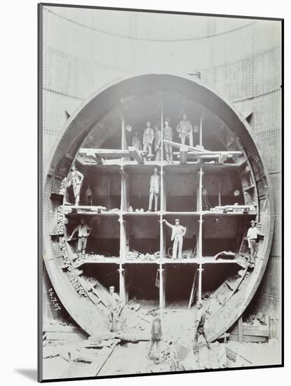 Men Standing in the Shield Used to Cut Rotherhithe Tunnel, Bermondsey, London, July 1907-null-Mounted Photographic Print