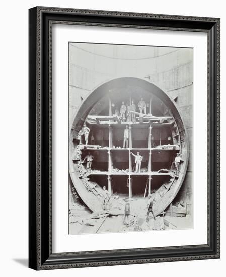 Men Standing in the Shield Used to Cut Rotherhithe Tunnel, Bermondsey, London, July 1907-null-Framed Photographic Print