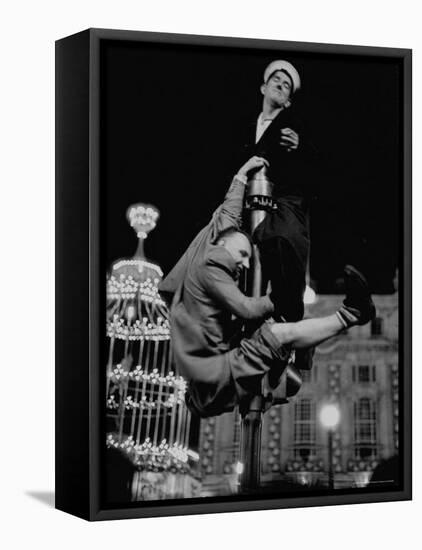 Men Struggling to Gain Vantage Point to Watch the Celebration of Coronation of Queen Elizabeth Ii-Thomas D^ Mcavoy-Framed Premier Image Canvas