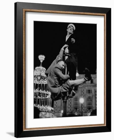 Men Struggling to Gain Vantage Point to Watch the Celebration of Coronation of Queen Elizabeth Ii-Thomas D^ Mcavoy-Framed Photographic Print