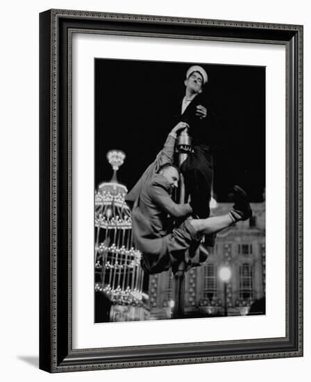 Men Struggling to Gain Vantage Point to Watch the Celebration of Coronation of Queen Elizabeth Ii-Thomas D^ Mcavoy-Framed Photographic Print