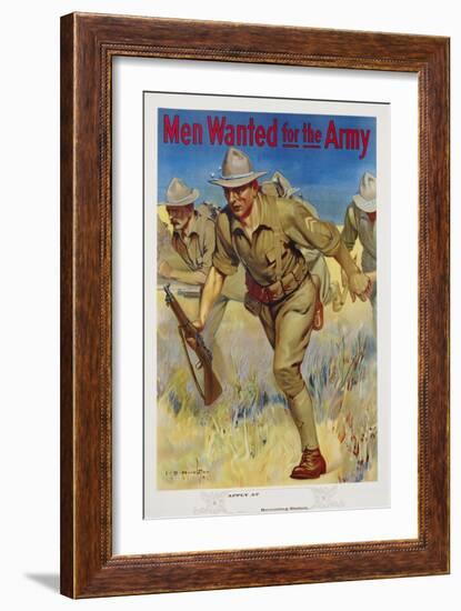 Men Wanted for the Army Recruitment Poster-I.B. Hazelton-Framed Giclee Print