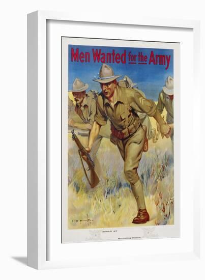 Men Wanted for the Army Recruitment Poster-I.B. Hazelton-Framed Giclee Print