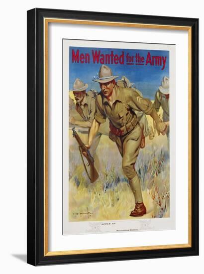 Men Wanted for the Army Recruitment Poster-I.B. Hazelton-Framed Giclee Print