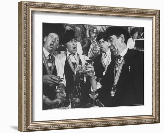 Men Wearing Special Tasters at Chevalier du Taste Vin Harvest Banquet-Carlo Bavagnoli-Framed Photographic Print