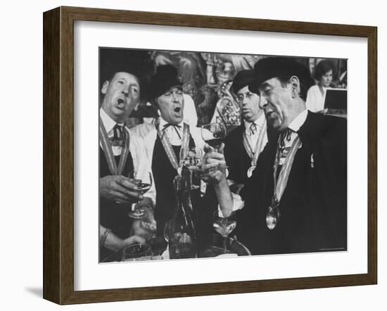 Men Wearing Special Tasters at Chevalier du Taste Vin Harvest Banquet-Carlo Bavagnoli-Framed Photographic Print