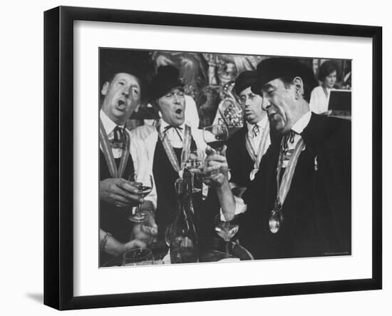 Men Wearing Special Tasters at Chevalier du Taste Vin Harvest Banquet-Carlo Bavagnoli-Framed Photographic Print