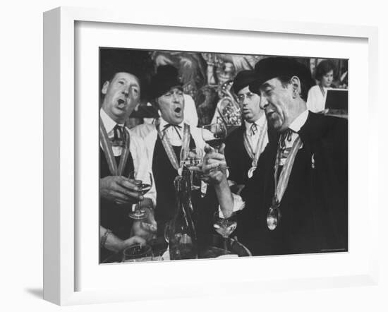 Men Wearing Special Tasters at Chevalier du Taste Vin Harvest Banquet-Carlo Bavagnoli-Framed Photographic Print