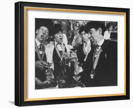 Men Wearing Special Tasters at Chevalier du Taste Vin Harvest Banquet-Carlo Bavagnoli-Framed Photographic Print