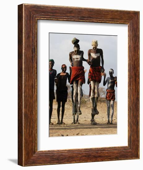 Men Wearing Traditional Body Paint in Nyangatom Village Dance, Omo River Valley, Ethiopia-Alison Jones-Framed Photographic Print