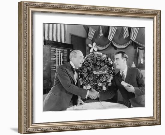 Men Wishing Each Other Good Luck-null-Framed Photo