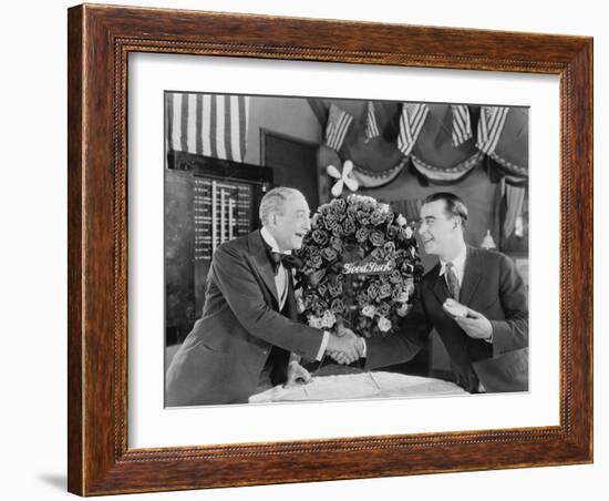 Men Wishing Each Other Good Luck-null-Framed Photo