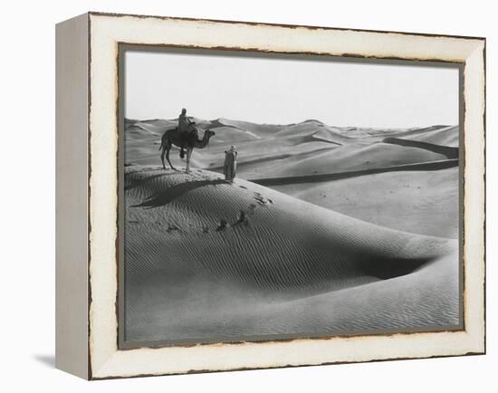 Men with Camel Traveling the Sahara Desert-null-Framed Premier Image Canvas