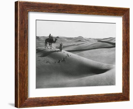 Men with Camel Traveling the Sahara Desert-null-Framed Photographic Print