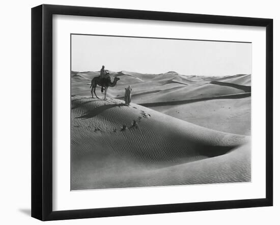 Men with Camel Traveling the Sahara Desert-null-Framed Photographic Print