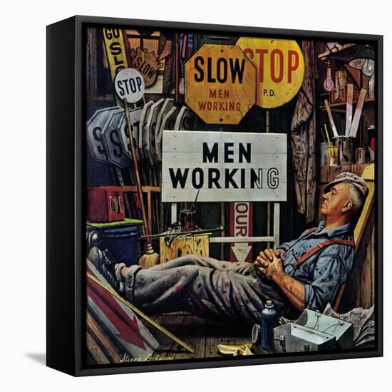 "Men Working," April 12, 1947-Stevan Dohanos-Framed Premier Image Canvas