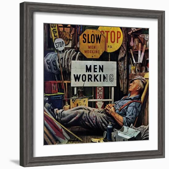 "Men Working," April 12, 1947-Stevan Dohanos-Framed Giclee Print