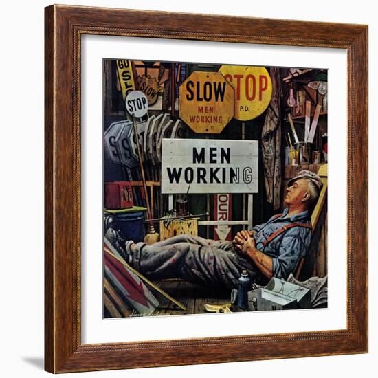 "Men Working," April 12, 1947-Stevan Dohanos-Framed Giclee Print