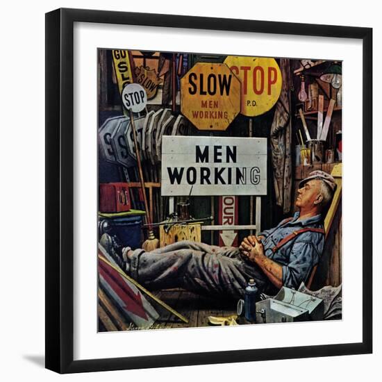 "Men Working," April 12, 1947-Stevan Dohanos-Framed Giclee Print