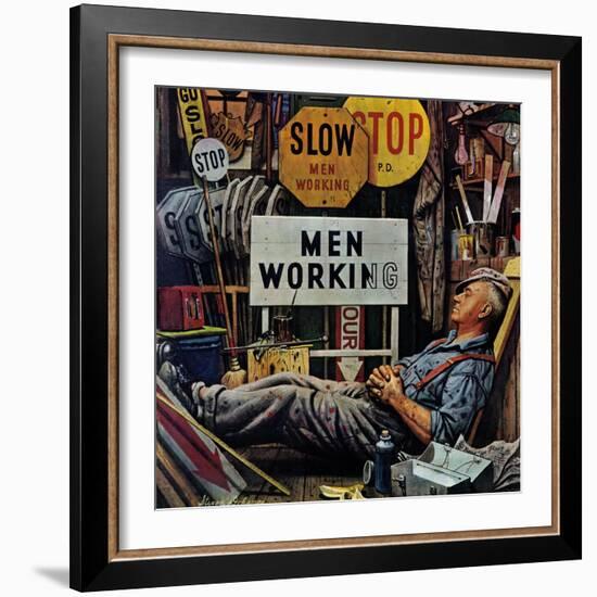 "Men Working," April 12, 1947-Stevan Dohanos-Framed Giclee Print