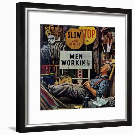 "Men Working," April 12, 1947-Stevan Dohanos-Framed Giclee Print